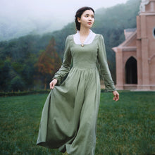 Load image into Gallery viewer, Vintage V-Neck Long Sleeve Elegant Slim Linen Princess L
