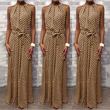 Load image into Gallery viewer, Sleeveless Halter Neck Coffee Casual Dresses
