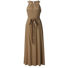 Load image into Gallery viewer, Sleeveless Halter Neck Coffee Casual Dresses
